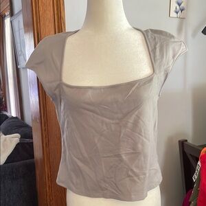 H&M Tan Crop Blouse Fitted Style